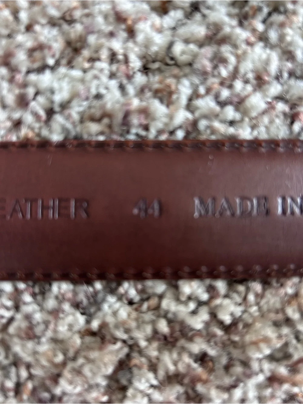 Mens Brown Genuine GrainLeather Belt with Contrast Stitching Size 44
